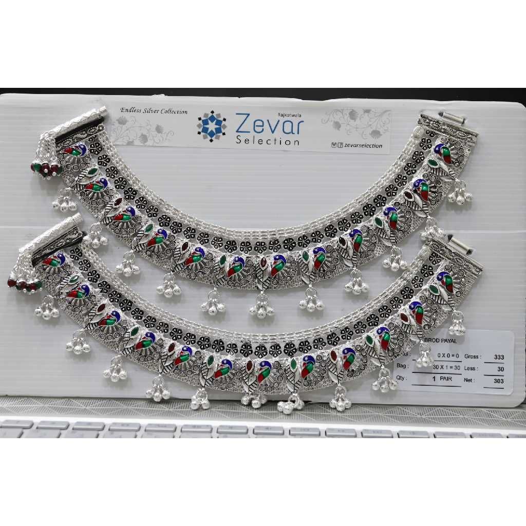 Silver heavy bridal payal