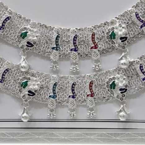Silver white plain broad payal - Image 2
