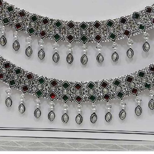 Silver jaipuri broad payal - Image 2