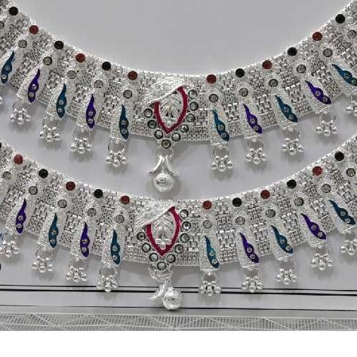 Silver white plain broad payal - Image 2