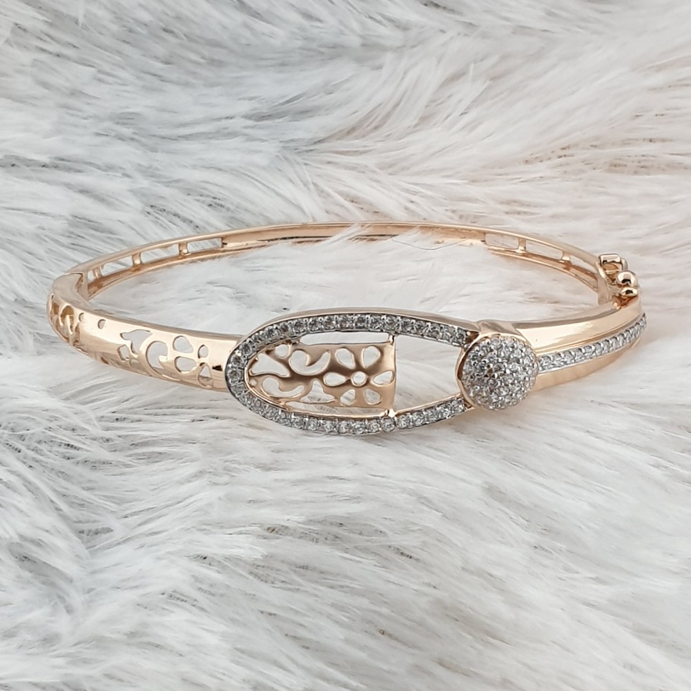 18c rose gold ladies kada