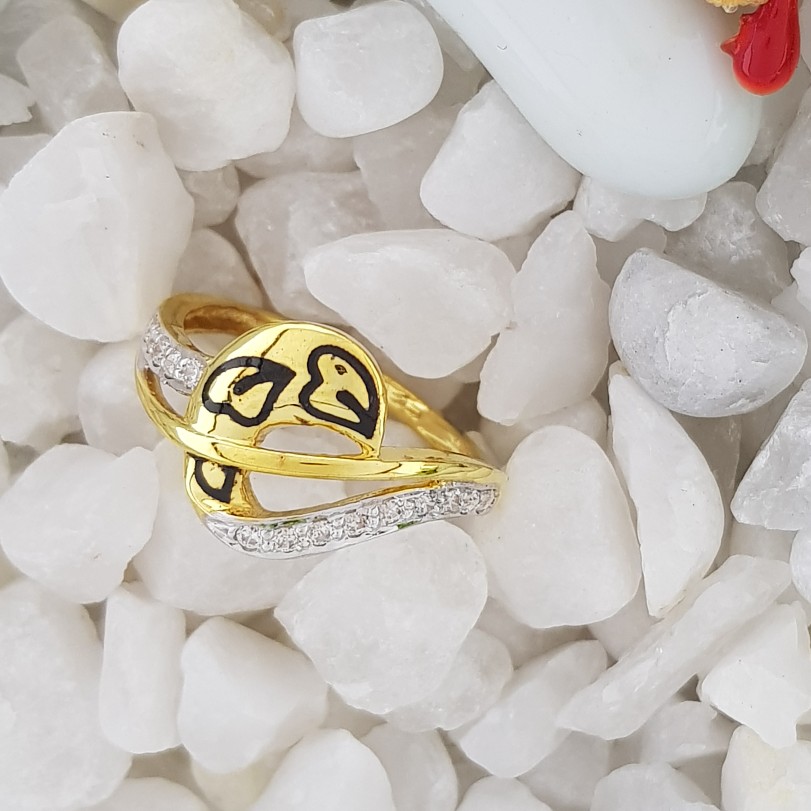 black mina heart ladies ring