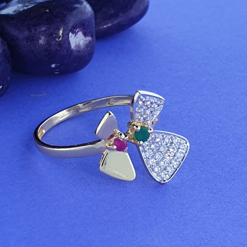 red green butterfly ladies ring