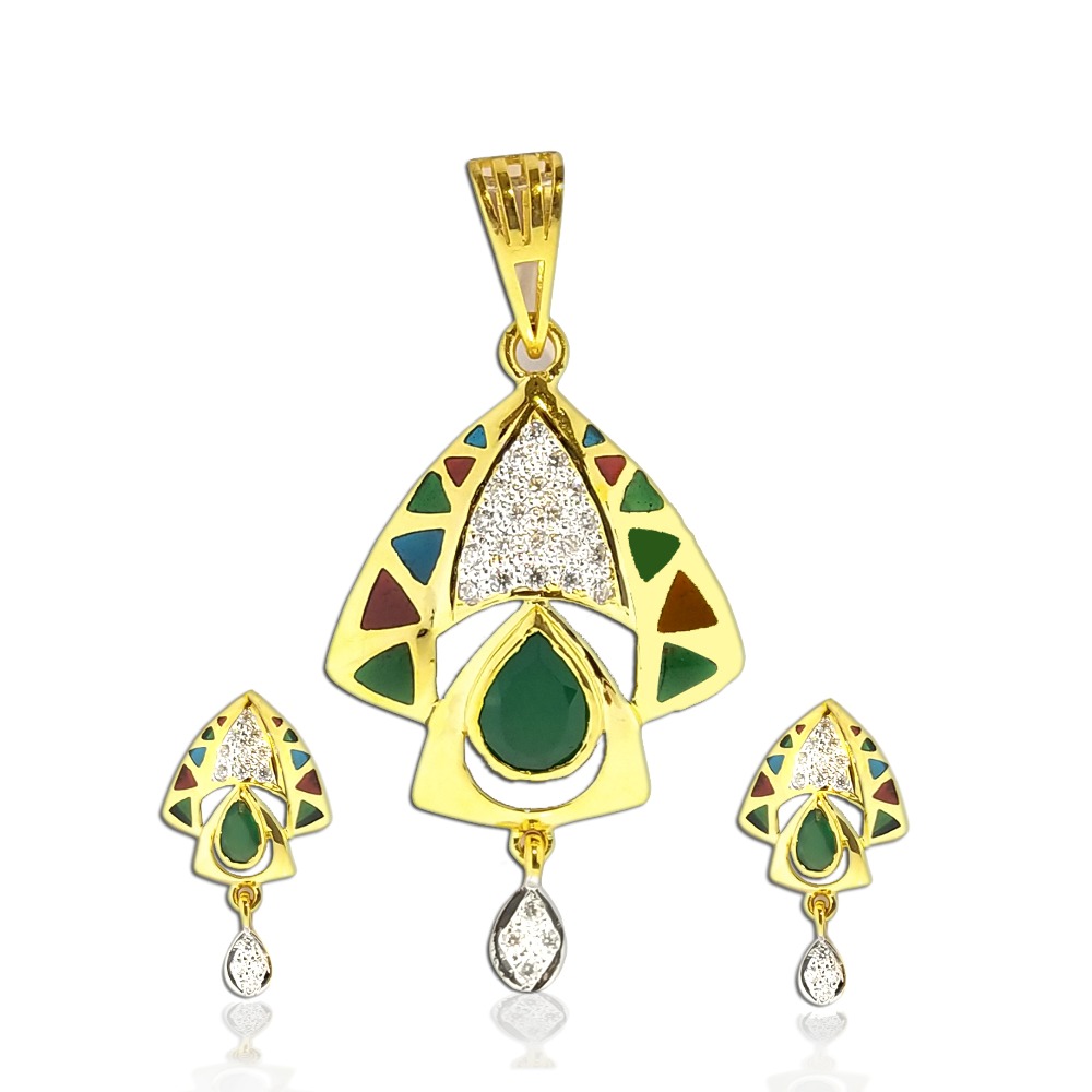 22KT Gold Colorful Stone Pendant Set SO-PS001