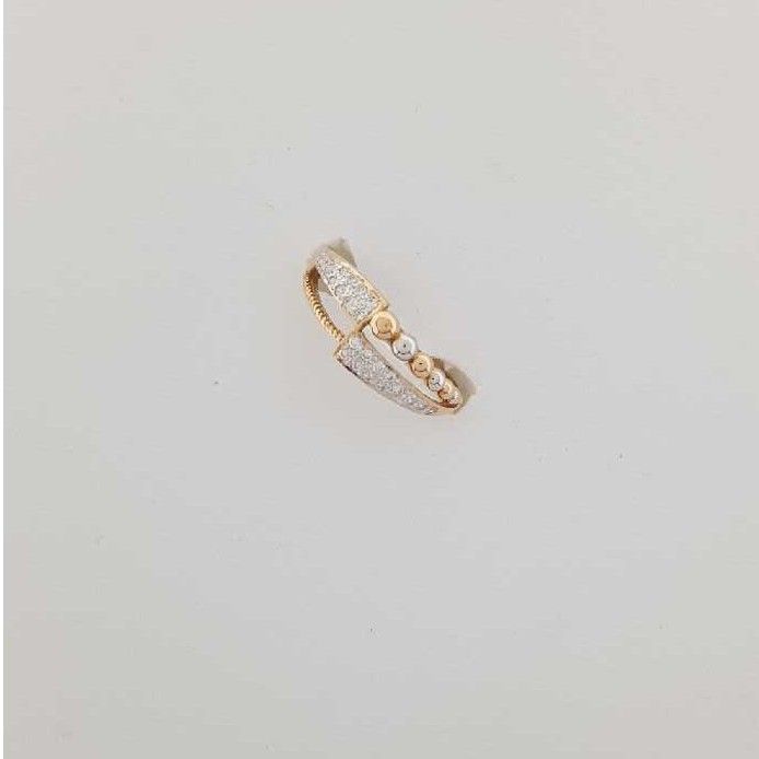 750 Rose Gold Designer CZ Modern Ring