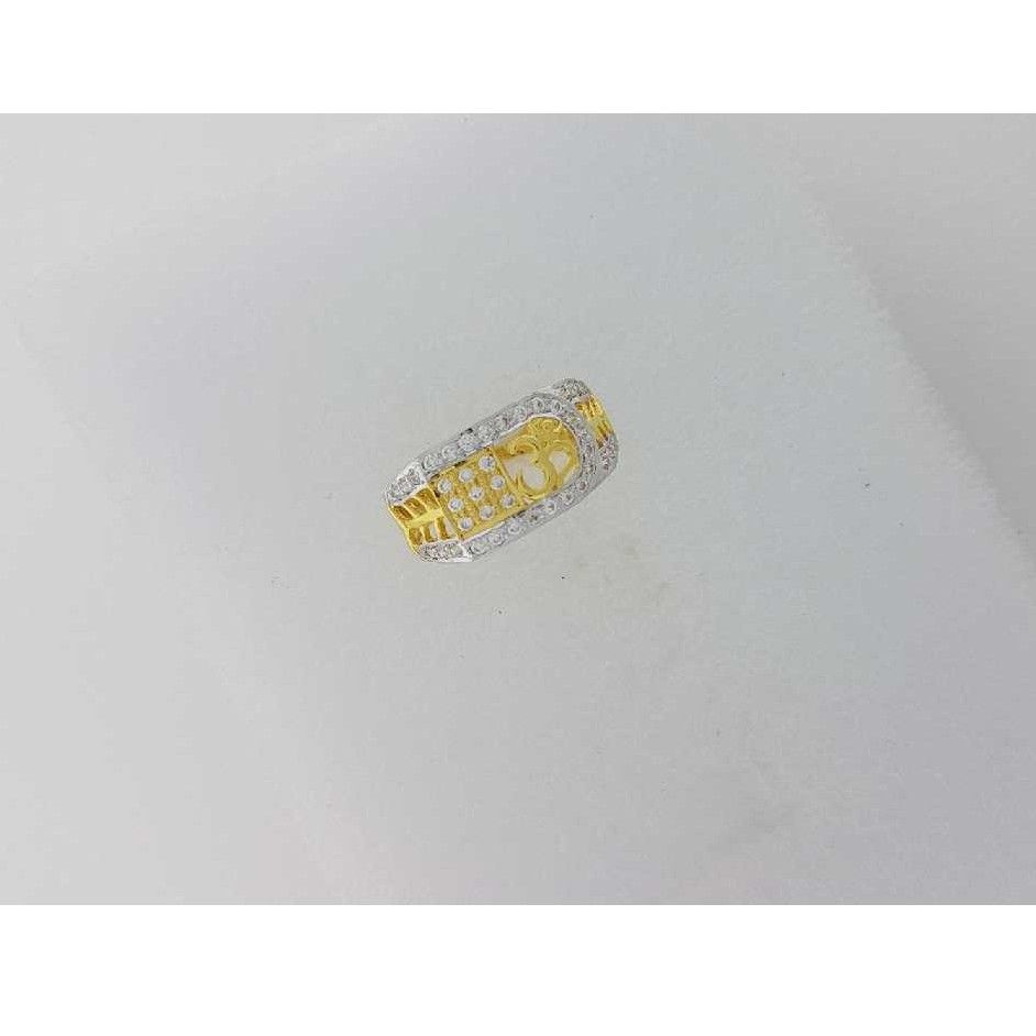 916 Gold Gents Studded CZ Designer Om Ring