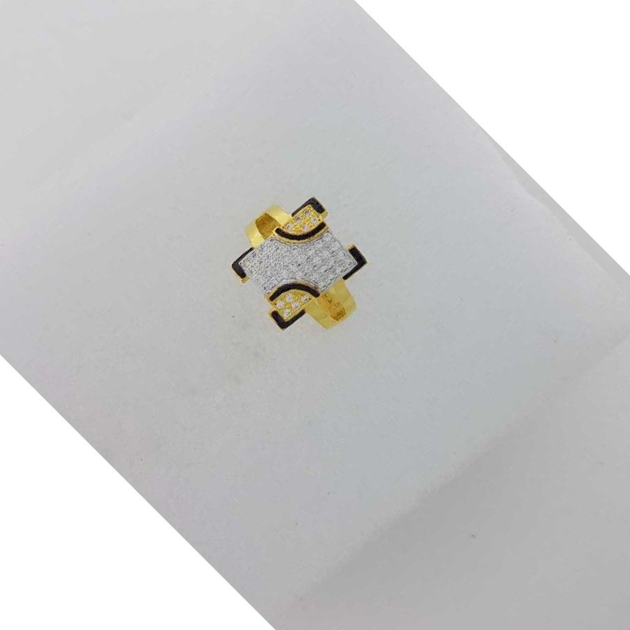 22KT Yellow Gold Cubic Zirconia Modern Ring