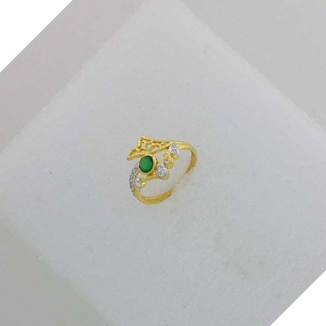 916 Gold Green Stone Fancy Ring