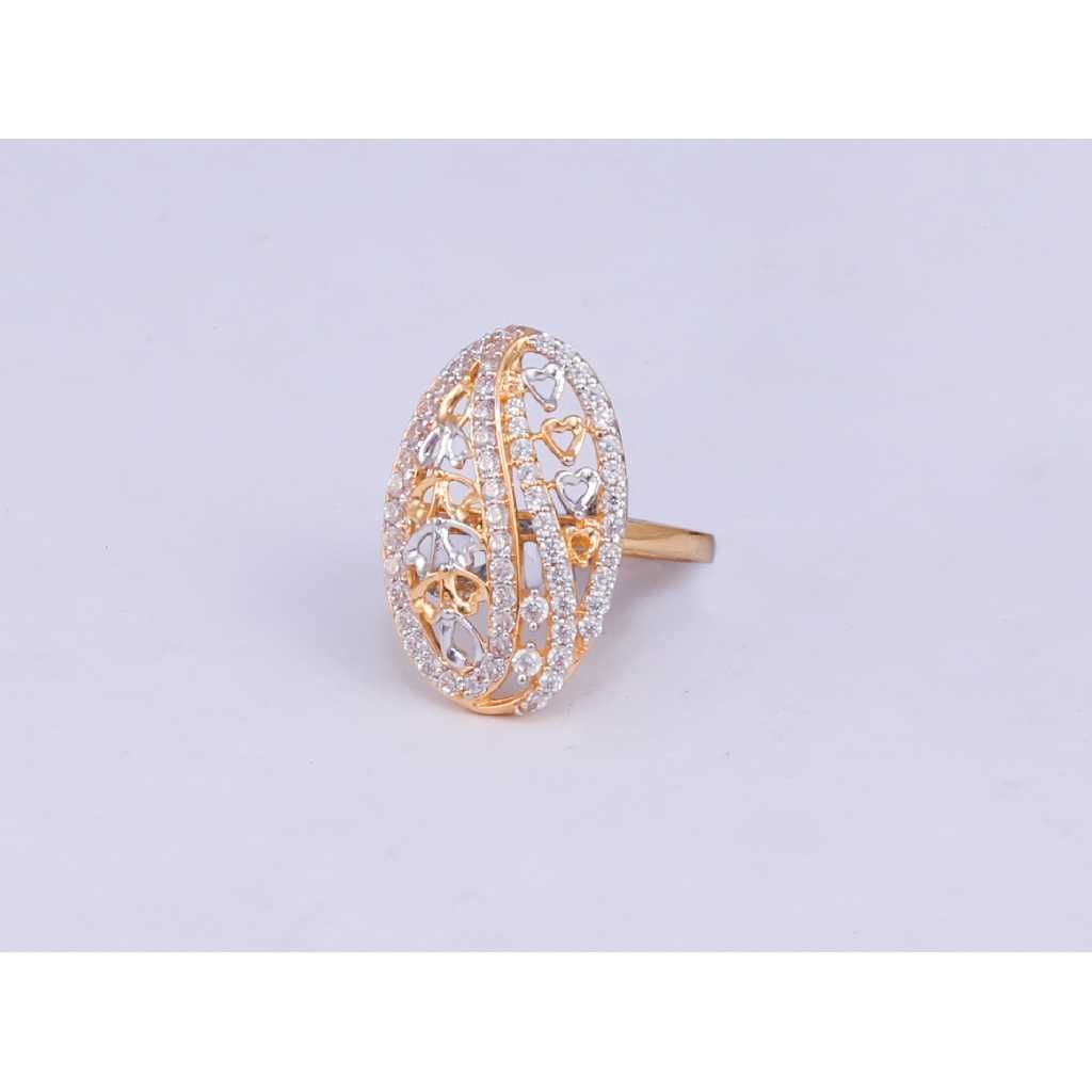 18KT Gold CZ Oval Shaped Cocktail Ring