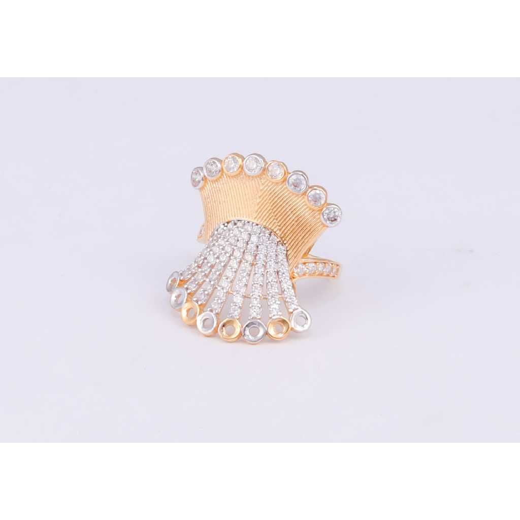 18KT Gold CZ Modern Cocktail Ring