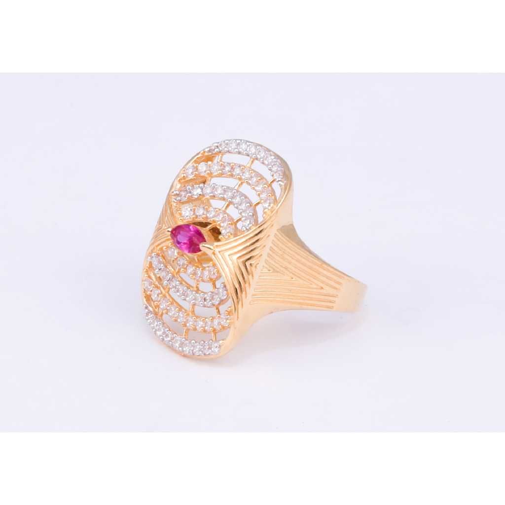 18KT Gold Pink Diamond CZ Cocktail Ring