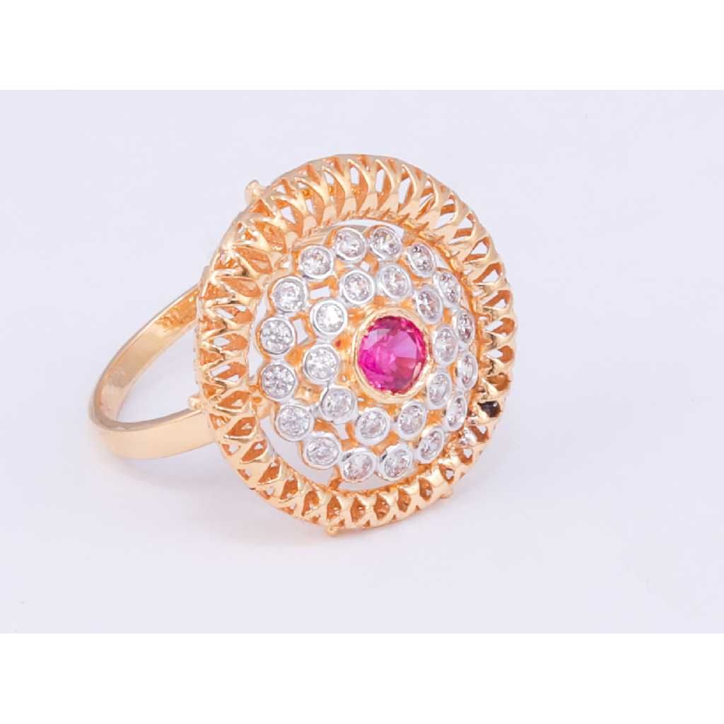 18KT Gold CZ Pink Diamond Cocktail Ring