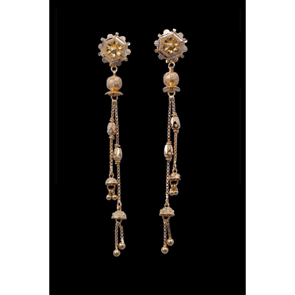18KT Gold Long Multi Chain Earrings