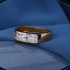 22k gold attractive bow cut-out cz ring for mens r18-616