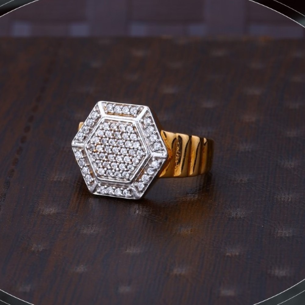 22k gold unique cz ring for mens r18-532