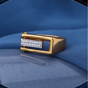 22k gold cut-out interlink cz ring for mens r18-526