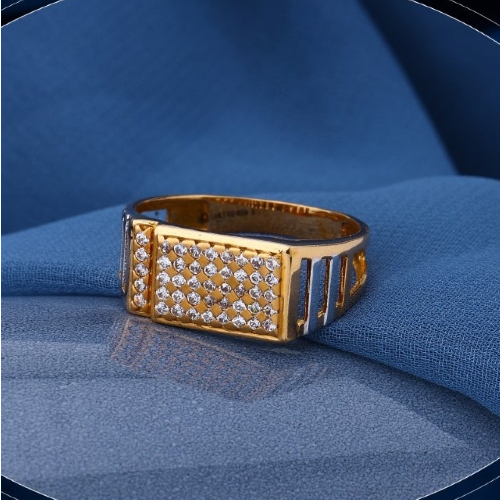22k gold elegant cz ring for mens r18-351