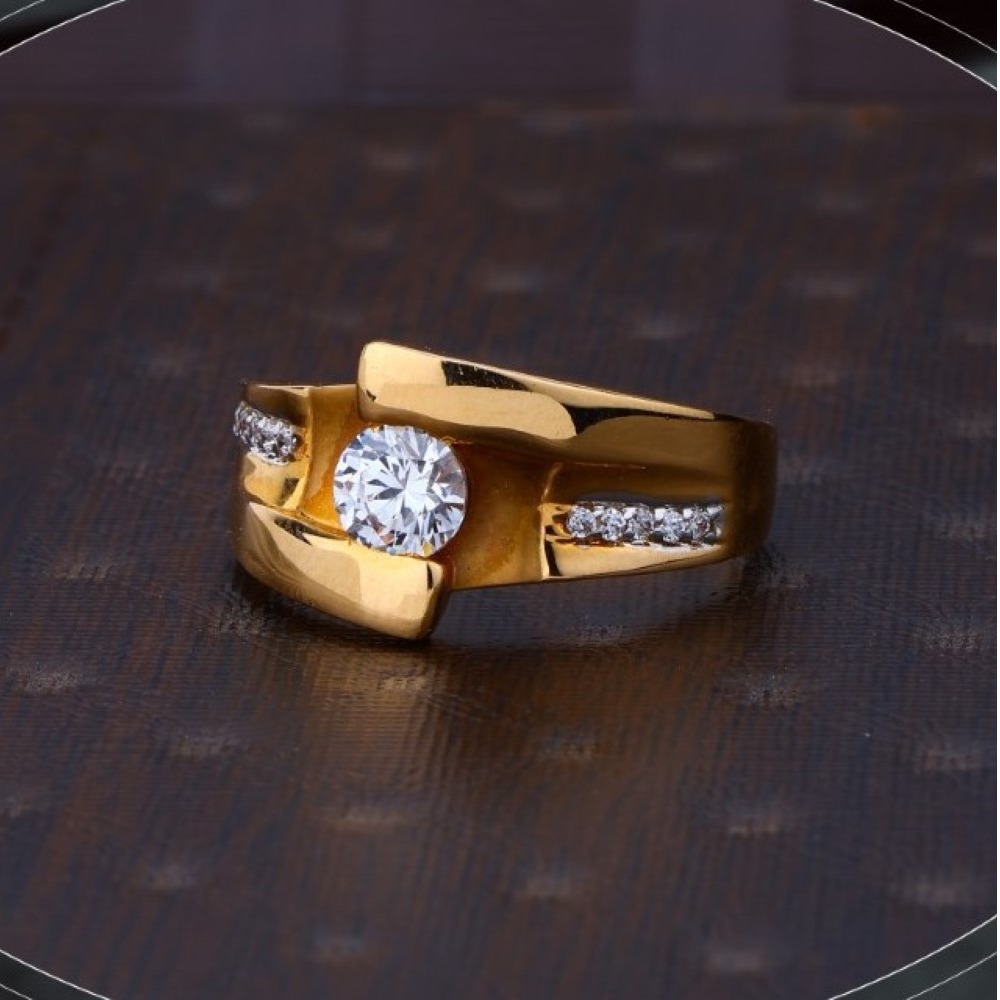 22k gold fancy cz ring for mens r18-305
