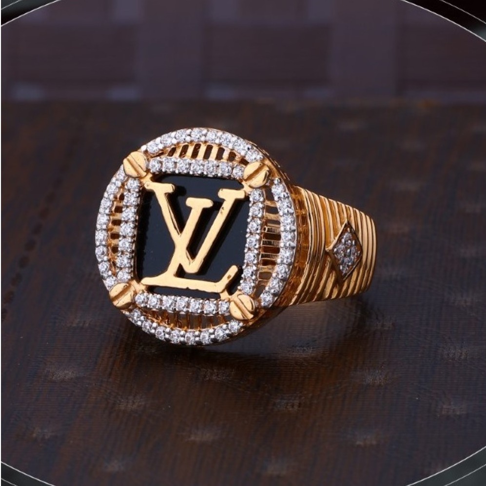 22k gold fancy cz ring for mens r18-2454