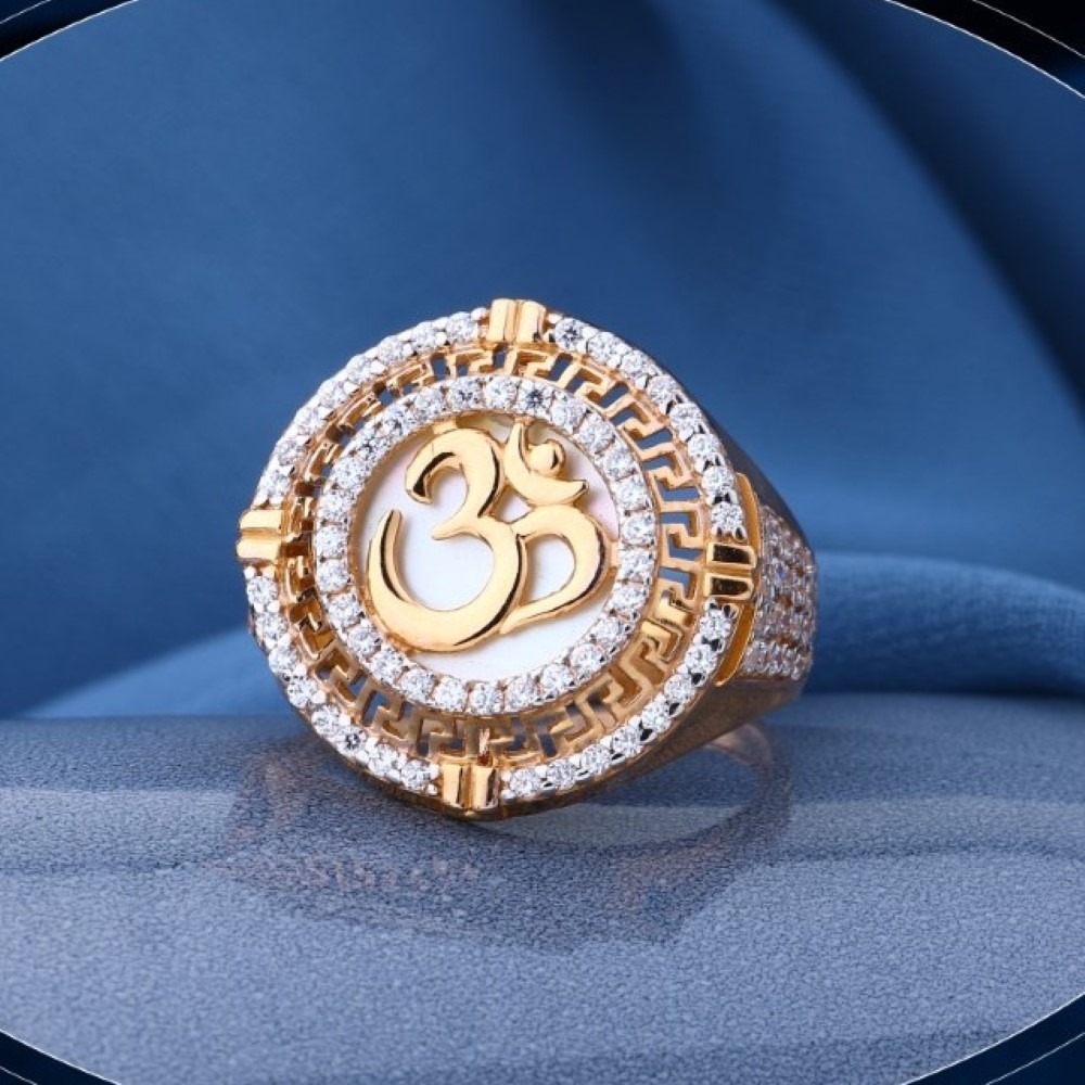 22k gold curvy cz ring for mens r18-2430