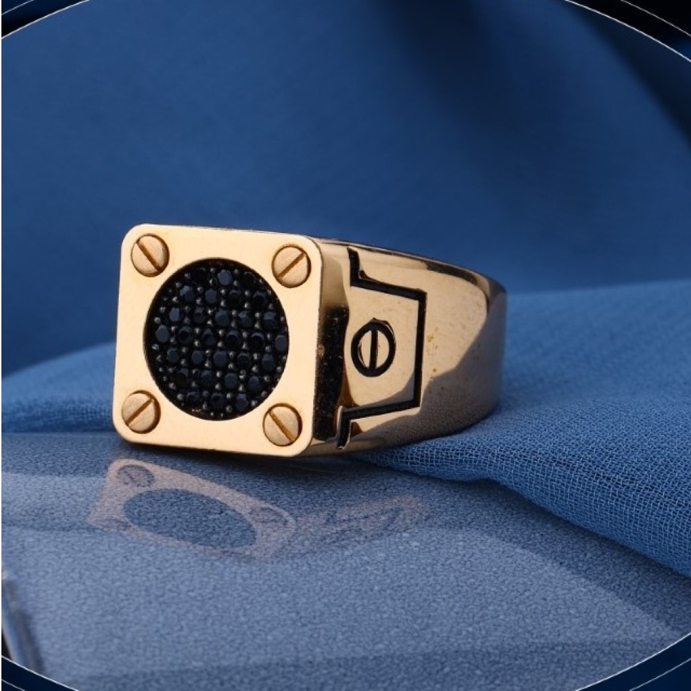 22k gold unique cz ring for mens r18-2044