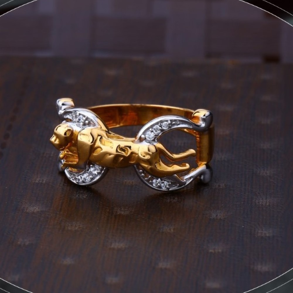 22k gold elegant contemporary cz ring for mens r18-1449