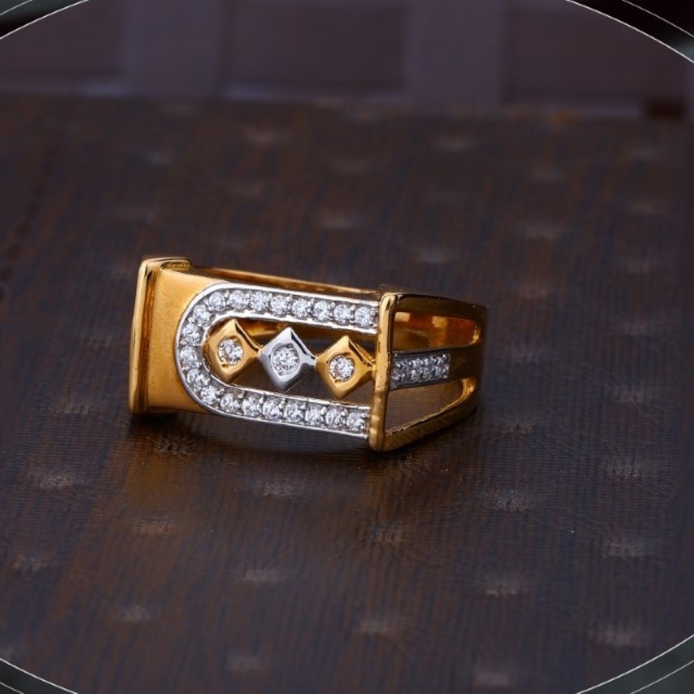 22k gold cz ring for mens r18-1263
