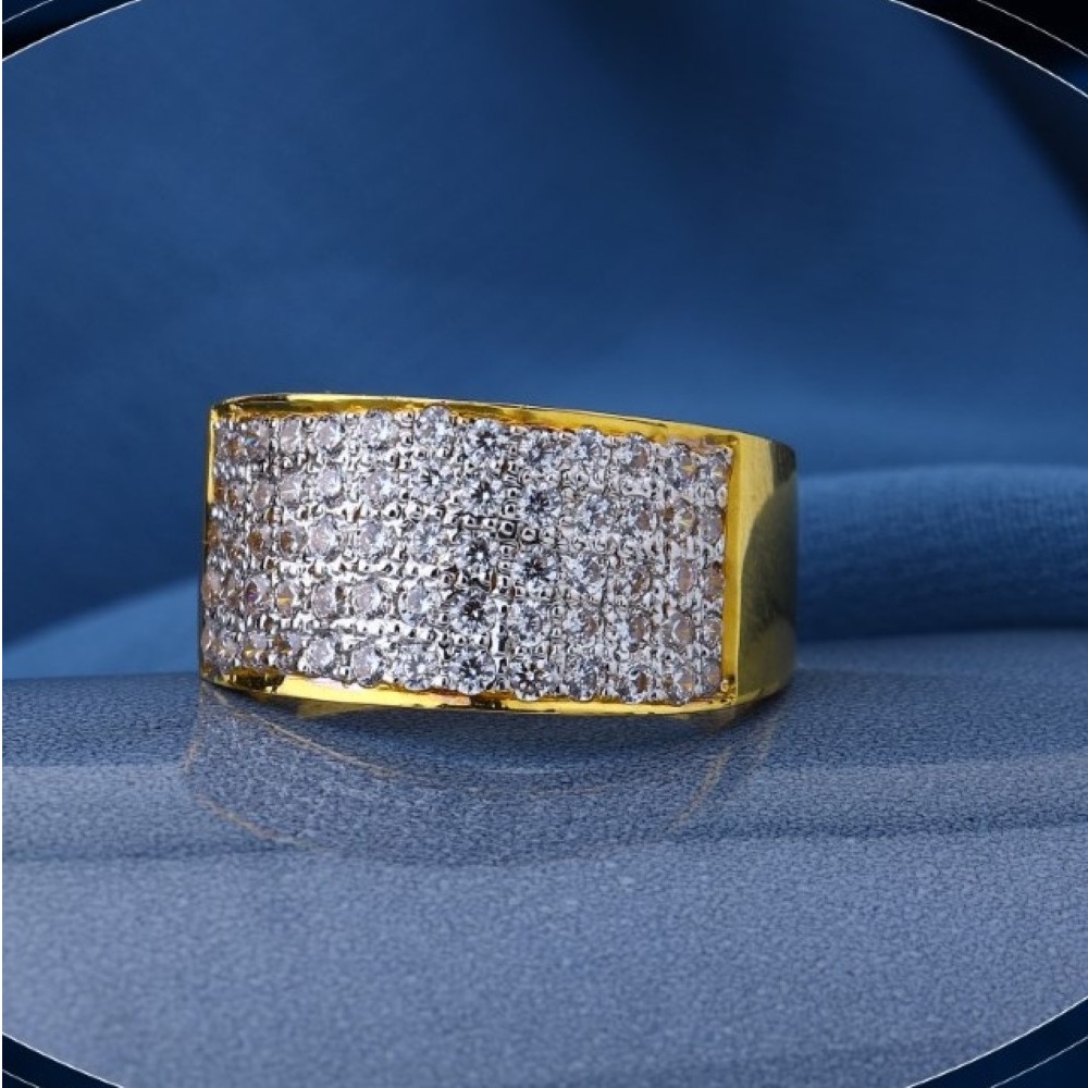 22k gold attractive floral cz ring for mens r18-12