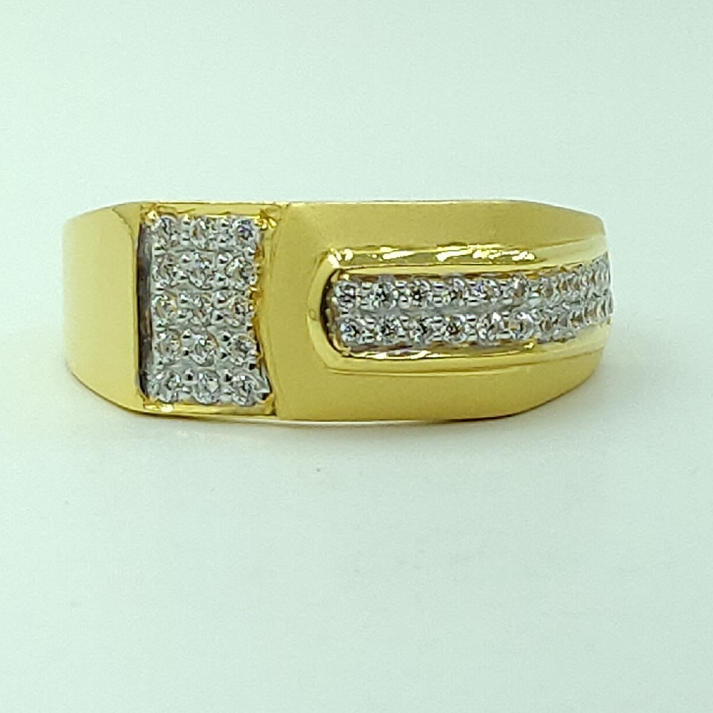 22kt yellow gold cz fancy light weight gents ring