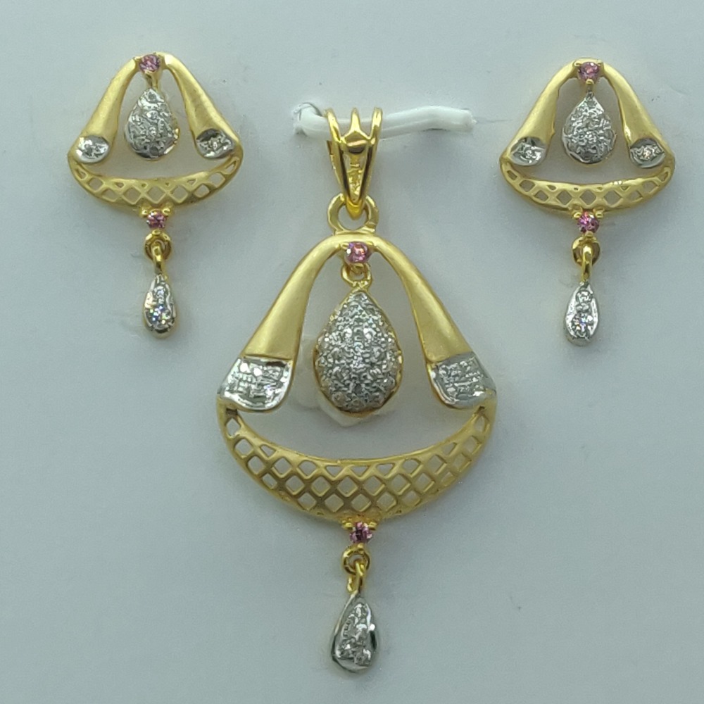916 Gold CZ Indian Design Pendant Set SSJ-PS004
