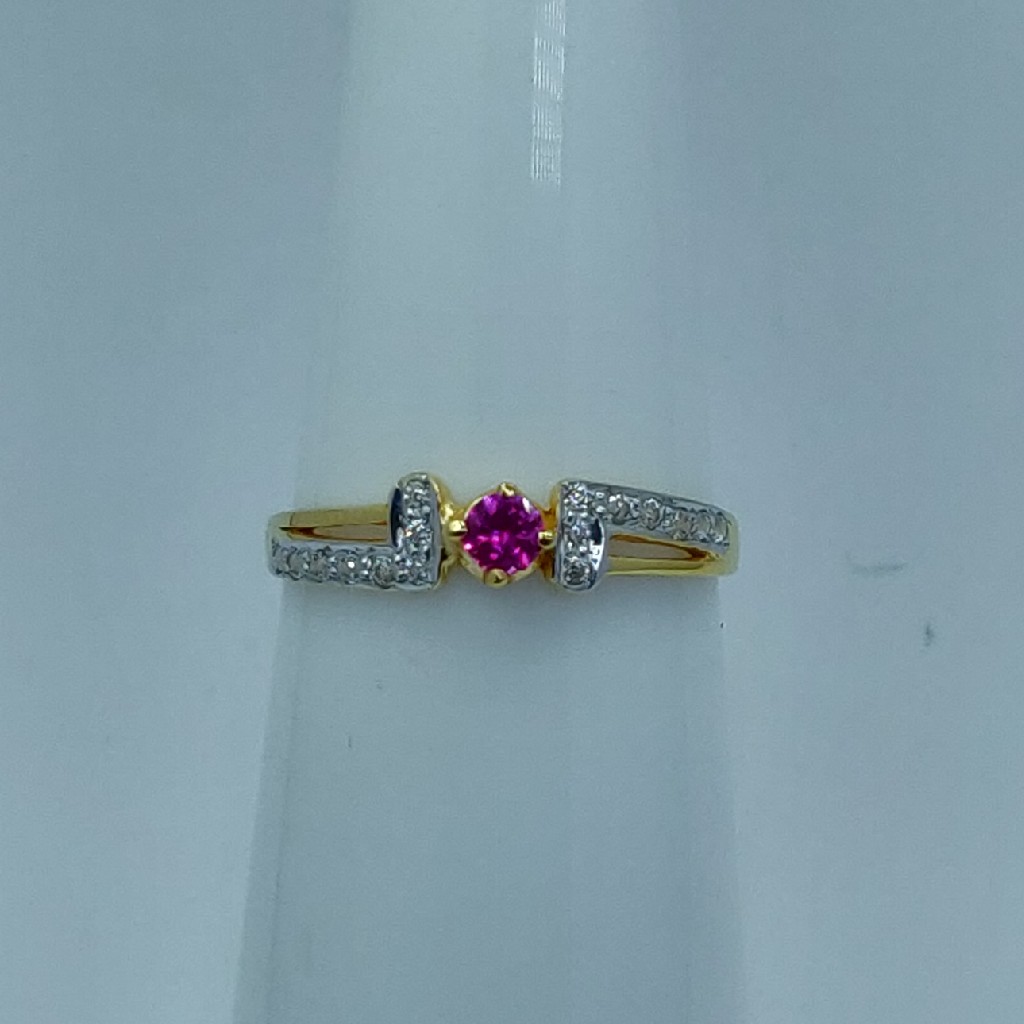 916 HM light weight ladies ring with color stone