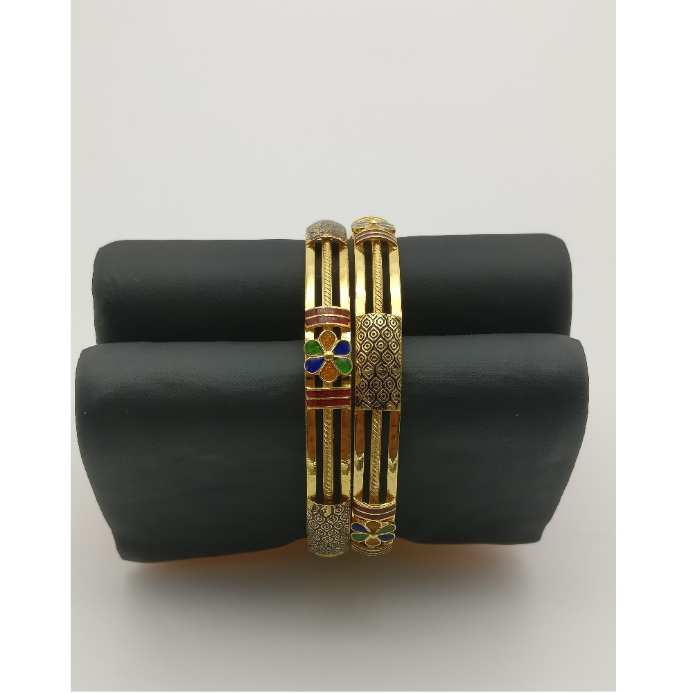 916 Gold Colorful Flower Design Ladies Copper Kadli