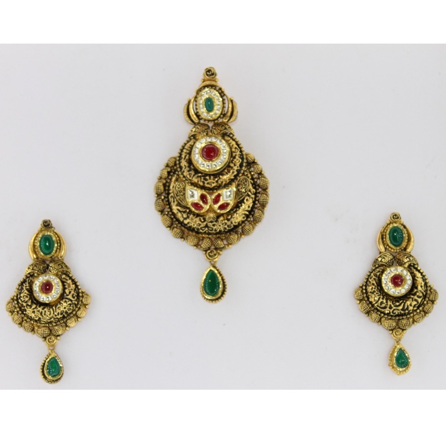 CLASSIC DESIGNER ANTIQUE KUNDAN PENDANT SET PS0006
