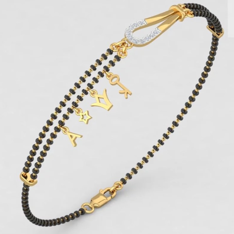 916 GOLD BLACK BEADS BRACELET