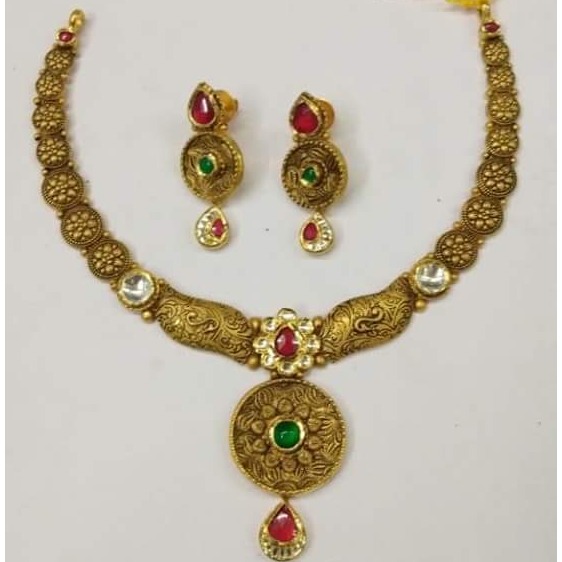 916 gold antique jadtar necklace