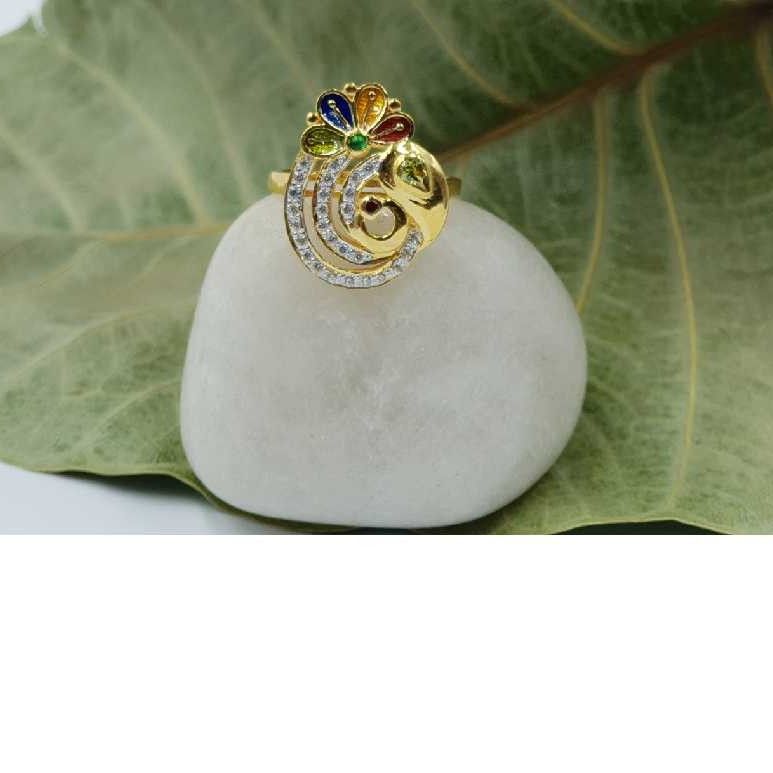 22KT Yellow Gold Ladies Meena Stylish Bridal Ring