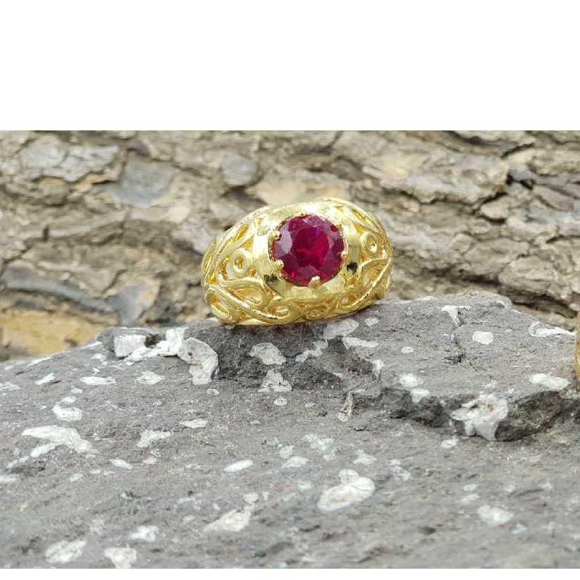 916 Gold Pink Stone Ladies Ring