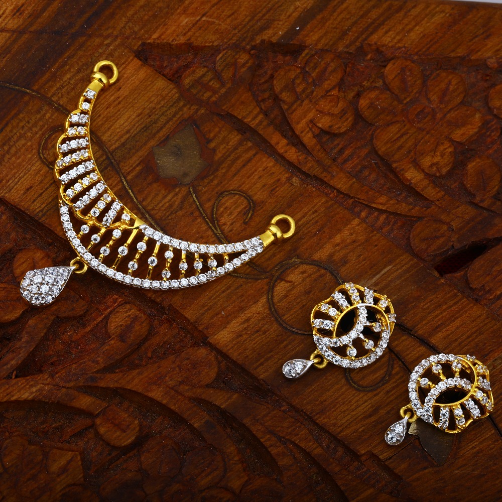 916 Gold Hallmark Everstylish design CZ Pendant Set