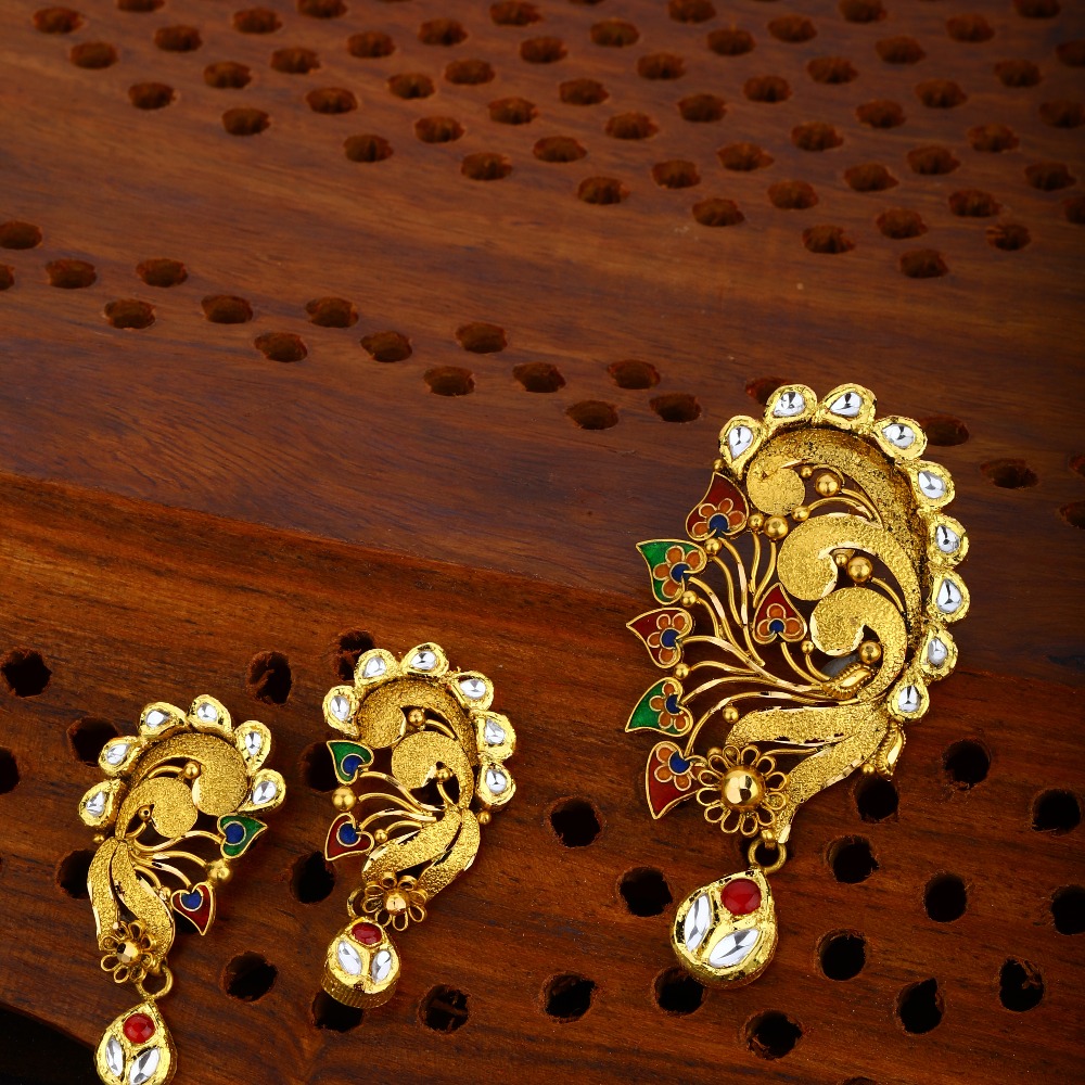 916 gold Attractive Design antique Pendant Set