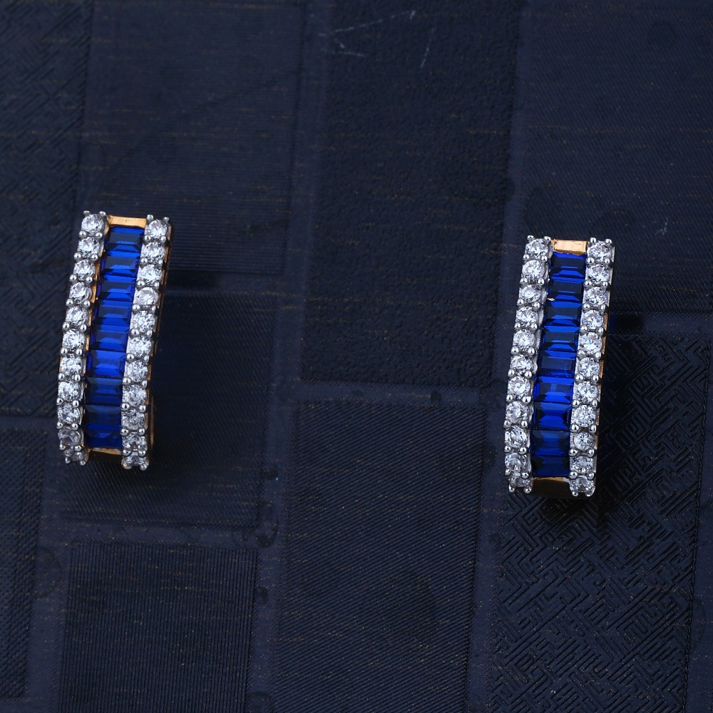 916 CZ blue Traditional Design Earring