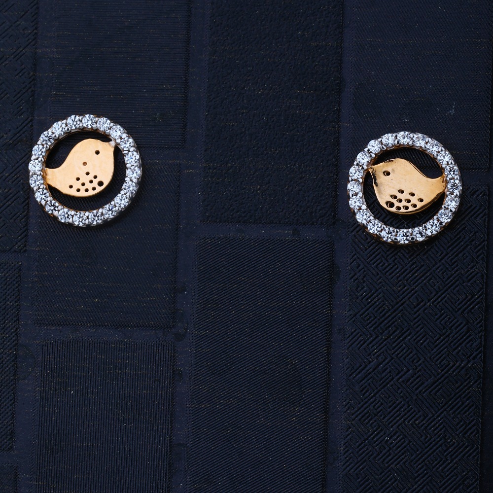 916 Gold CZ birds Design Small Earring