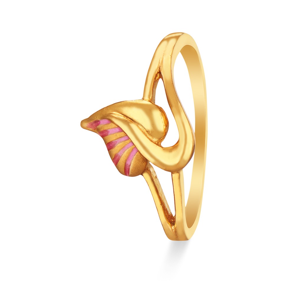 Gold leaf design ring for ladies