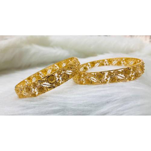 916 Gold Floral Design Bangle