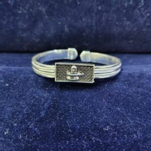 70K Silver Shivling Design Kada For Men