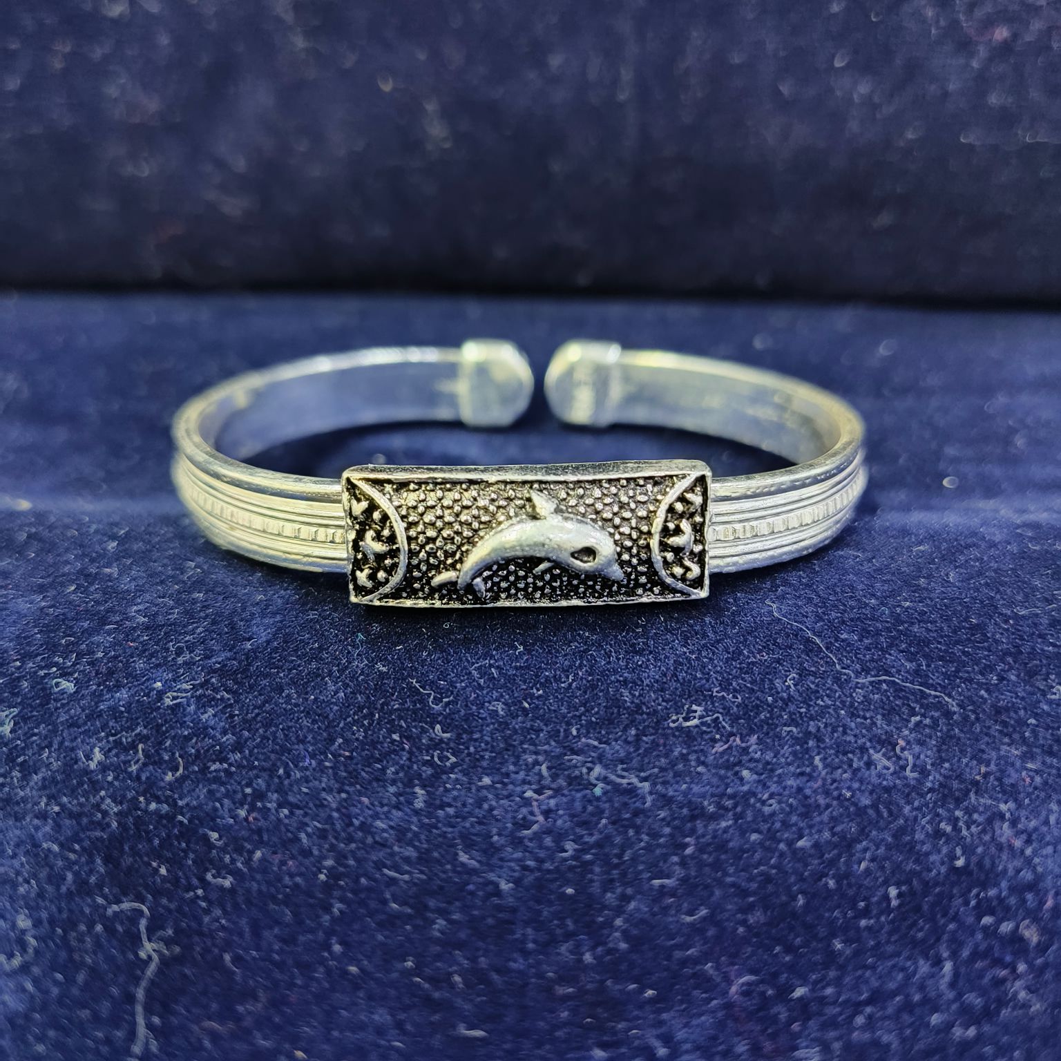 70K Silver Fancy Kada For Men