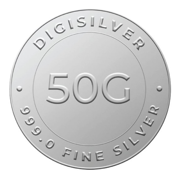 Digigold 50 gram silver coin 24k (99.9%)