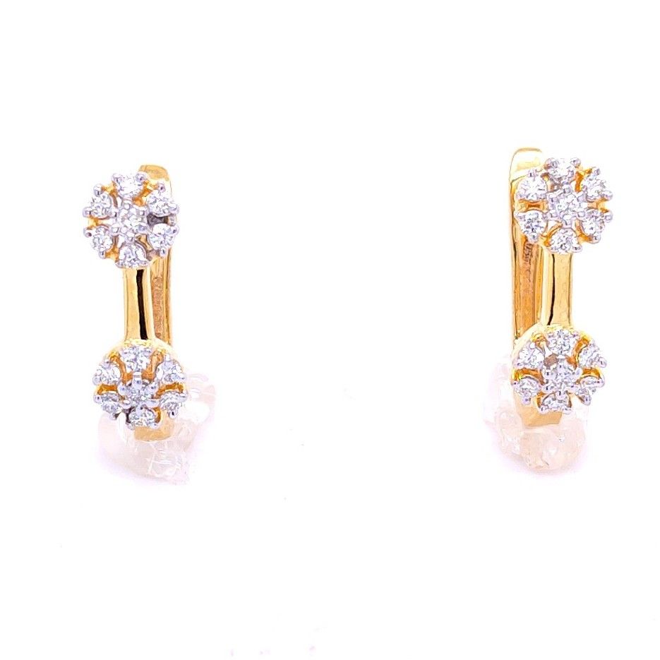 Queenly Floral Diamond Hoop Earrings - Image 2