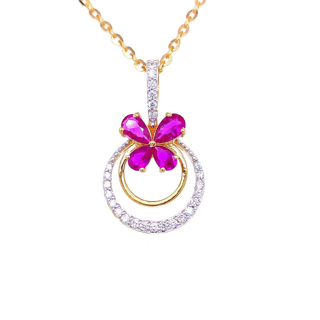 Mona Ruby Diamond Pendant & Earring Set - Image 2