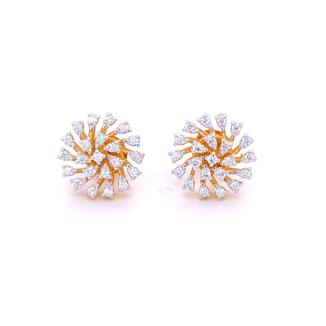 Hypnotic spiral diamond stud earrings - Image 2