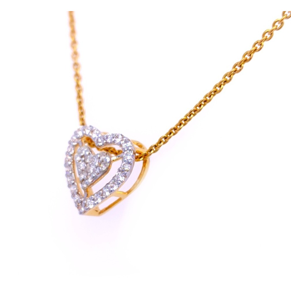Heart in heart shape gold diamond pendant - Image 3